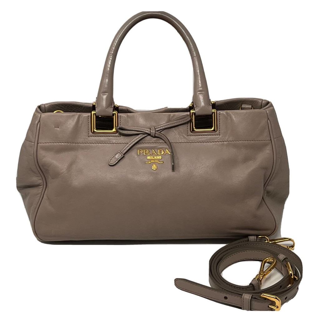 Authentic Prada Hand Bag Satchel Calf Leather 2237218